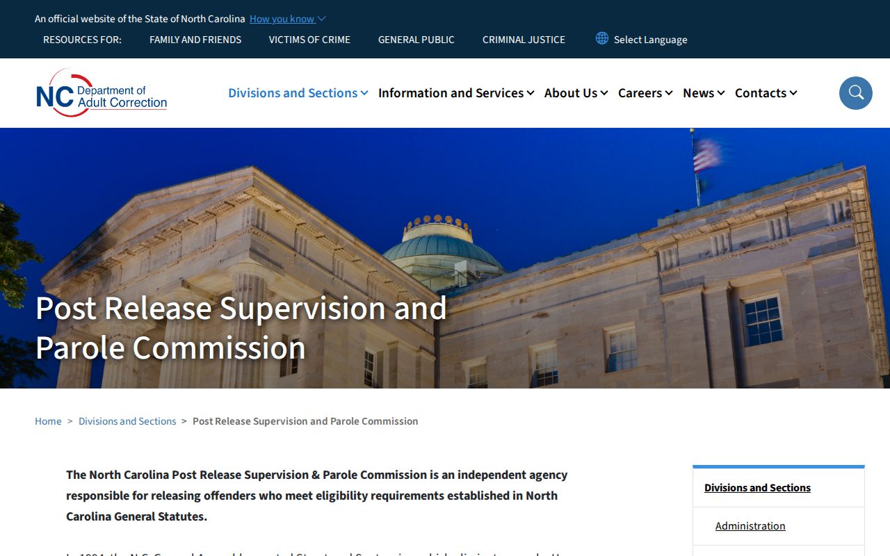 North Carolina Commission page for Macon County parole release records