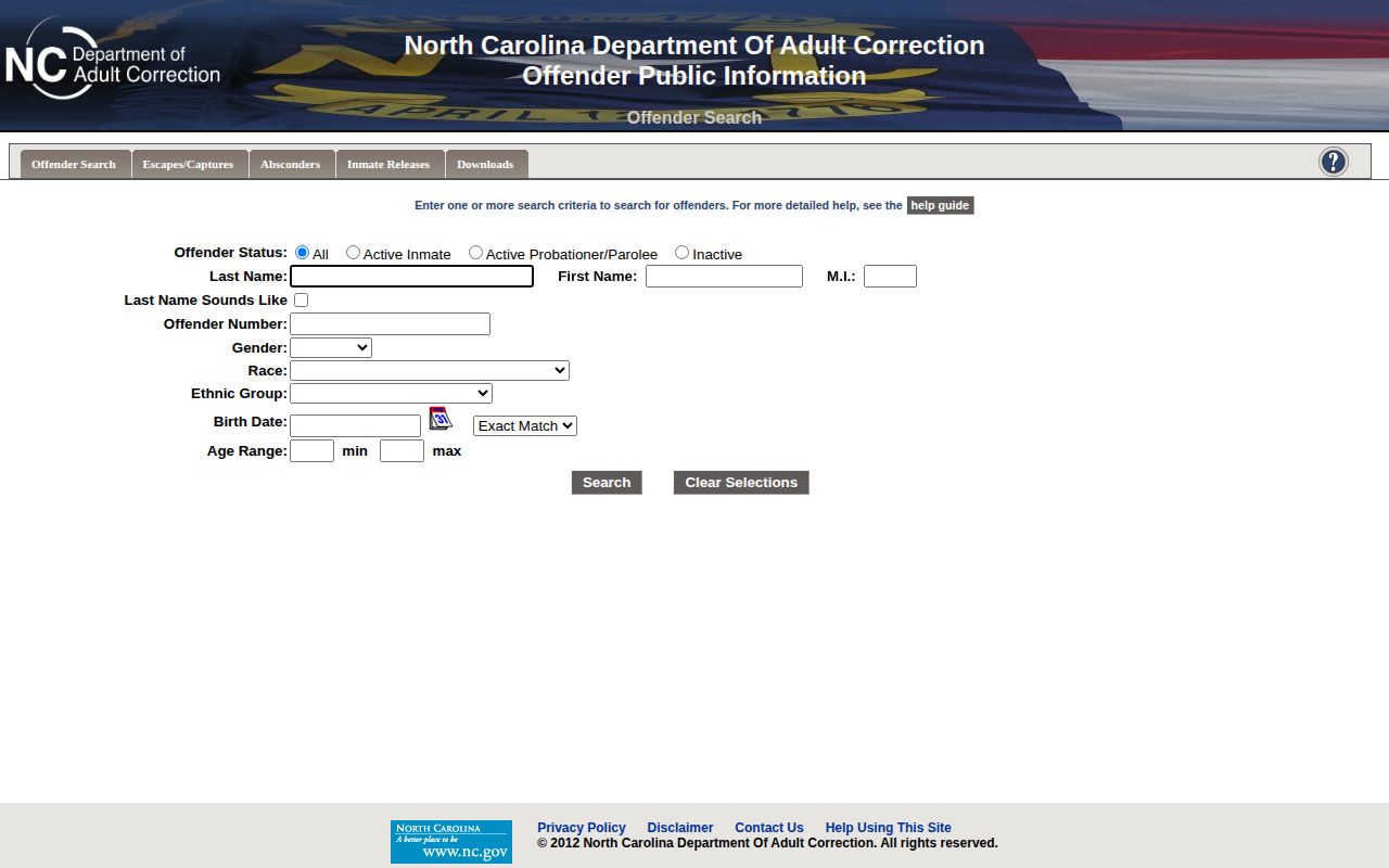 NC DAC statewide prison release search for Macon County record verification