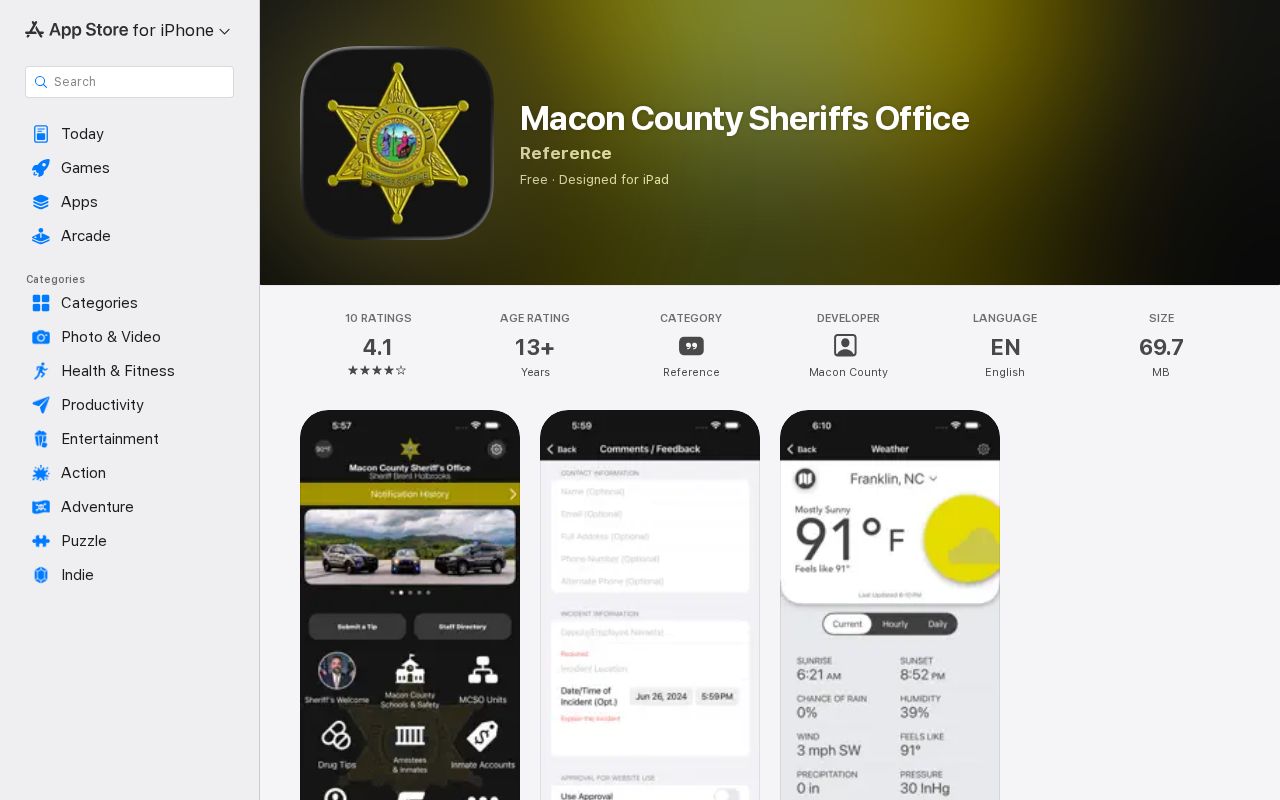 Macon County Sheriff app description without a 24-hour release feature